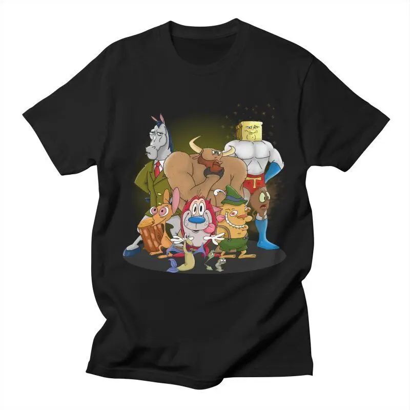 

Ren and Stimpy Gift For Fans Cotton Black Full Size Men Women Shirt