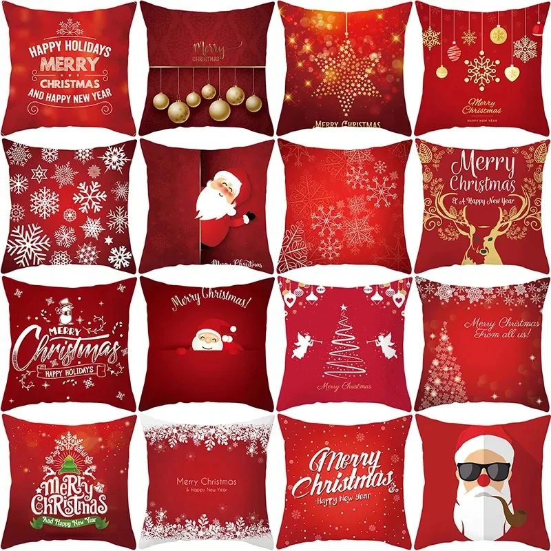 

Merry Christmas Pillow Cover Cartoon Winter Pillowcase Father Christmas Decorative Cushion Cover 2024 Dormitory Sofa DF1868