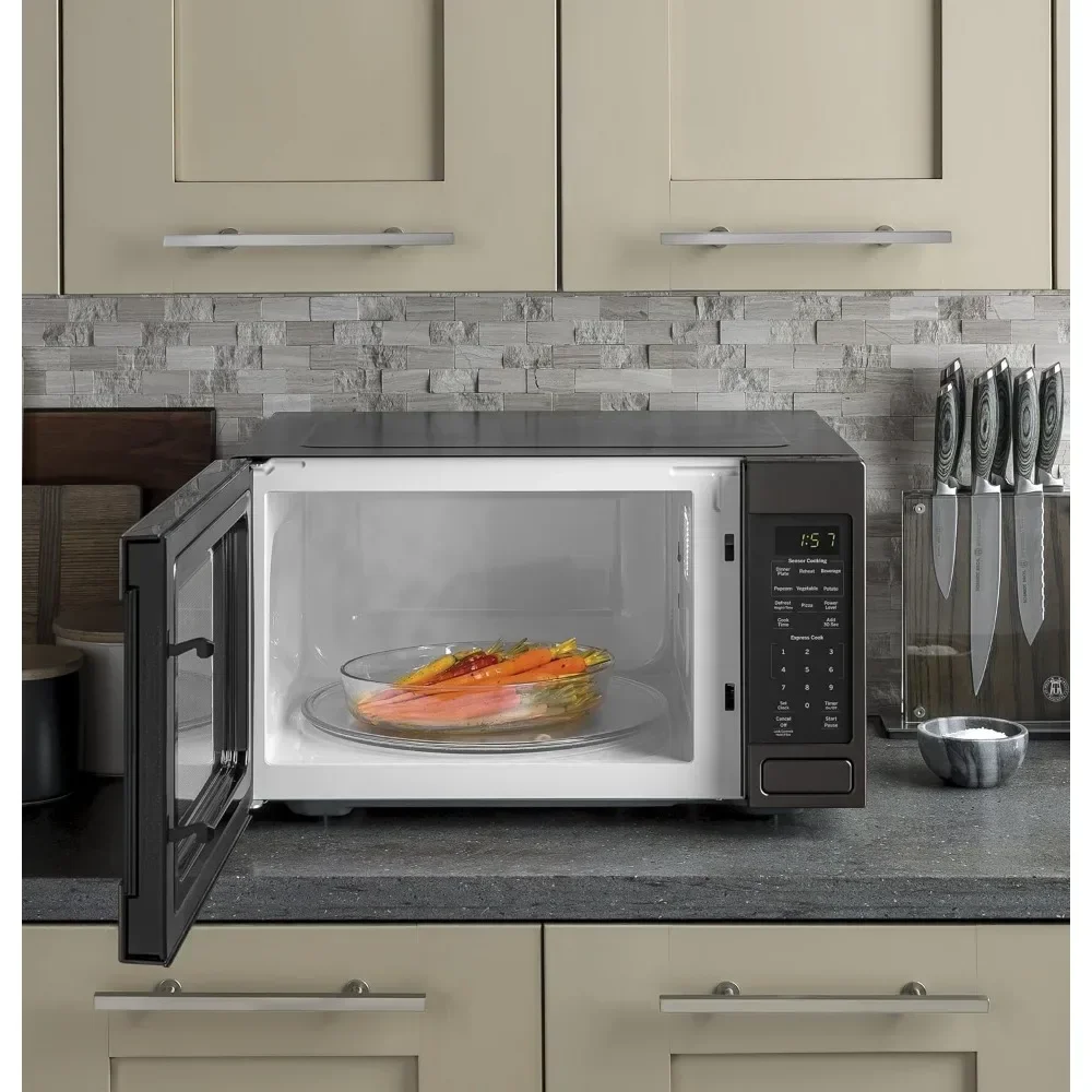 Microwave Oven,1,150-watt 8 Auto Cooking Settings, Kitchen Essentials for The Countertop,Dorm Room or Apartment,Black Stainless 2