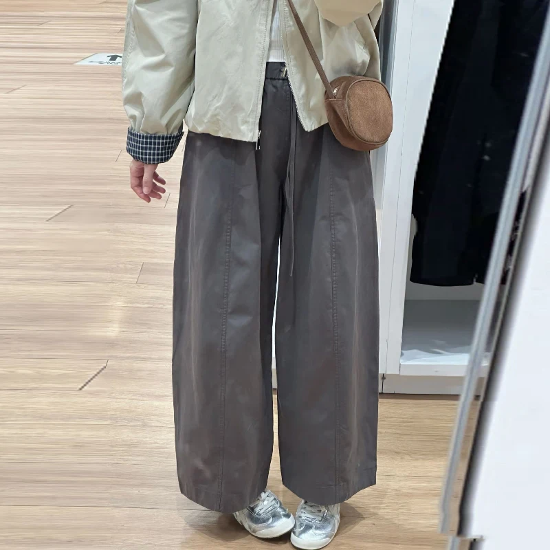출산용 와이드 레그 팬츠 봄 가을 임산부를위한 세련된 루즈 캐주얼 바지 편안한 코튼 폴리 에스터