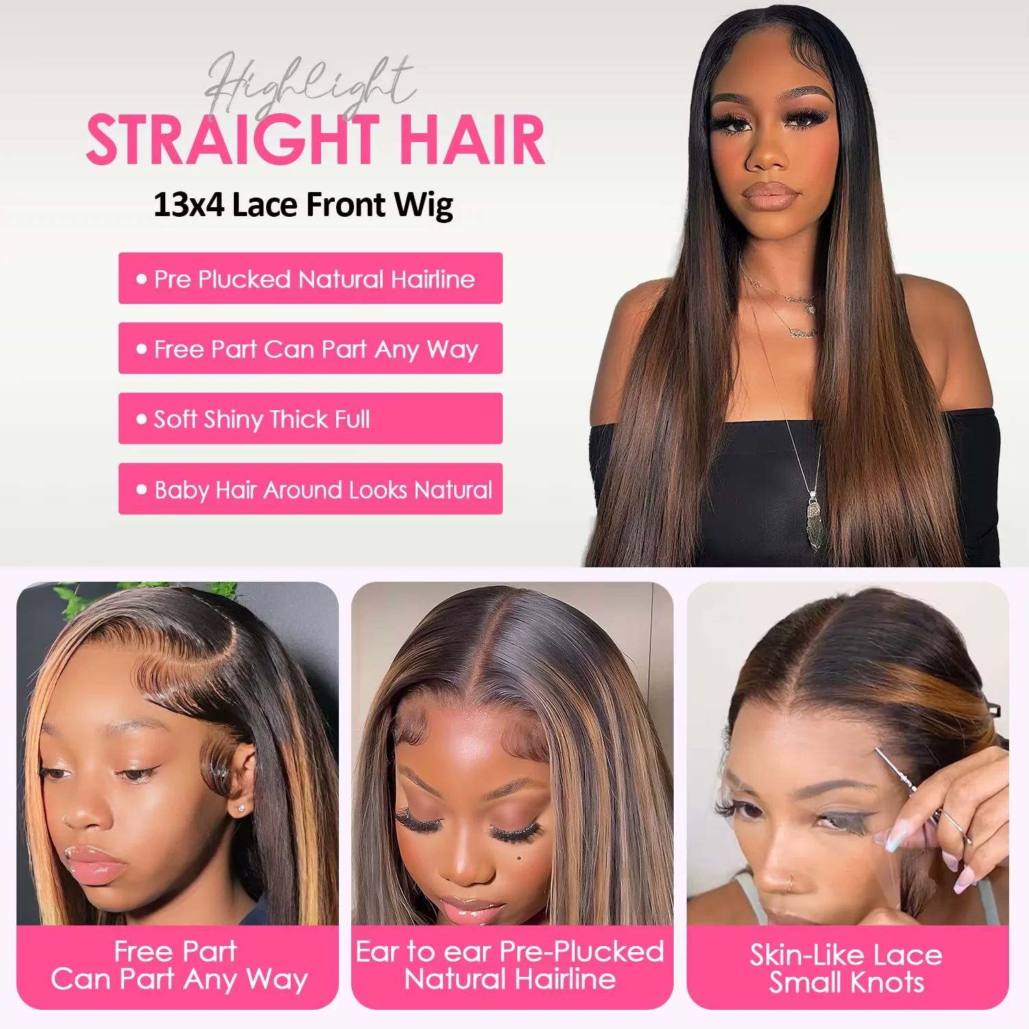 1B/30 Black and Blonde Highlights Bone Straight Human Hair Wigs 4/27 Highlight 13x4 13x6 HD Lace Human Hair Wig 30 36 Inch 3
