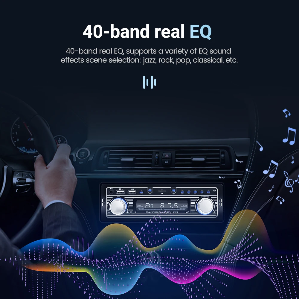 car radio Bluetooth 5.0 Car Stereo Head Unit Built-in DSP AUX USB TF MP3 Player FM Radio Receiver