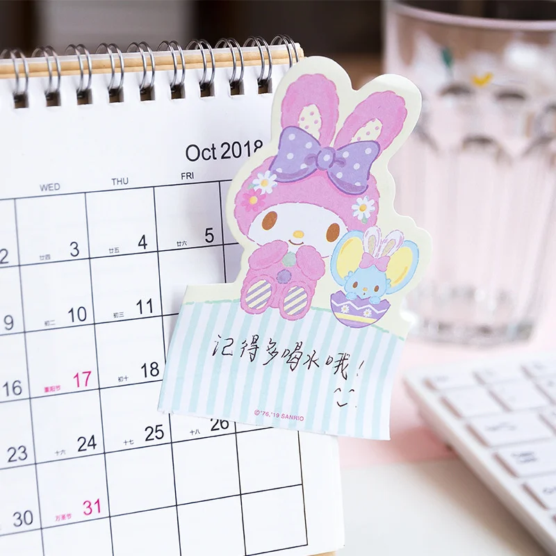 Sanrio Easter eggs Memo Pad Sticky Notes Kuromi Melody Pochacco Cute Stationery Label Notepad Planner Sticker Post School Supply 4