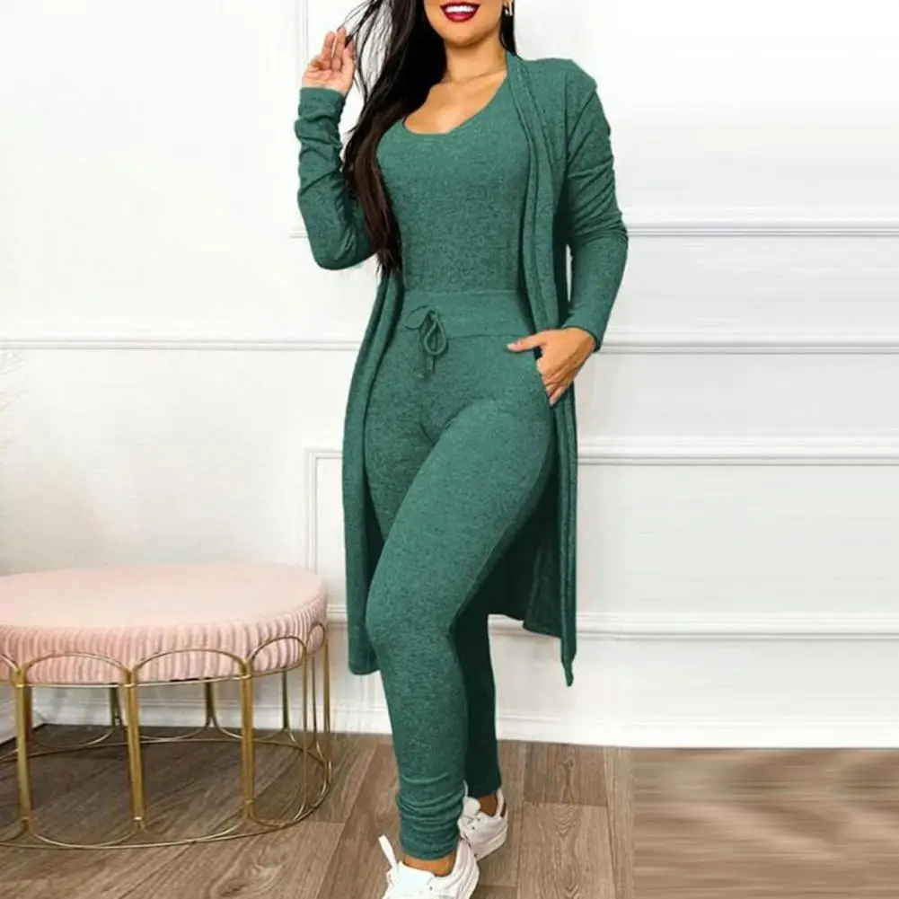 

Women Fall Tracksuit Stylish Women's Jumpsuit Coat Set Slim Fit High Waist Pockets for Homewear Sports Activities Sporty Style