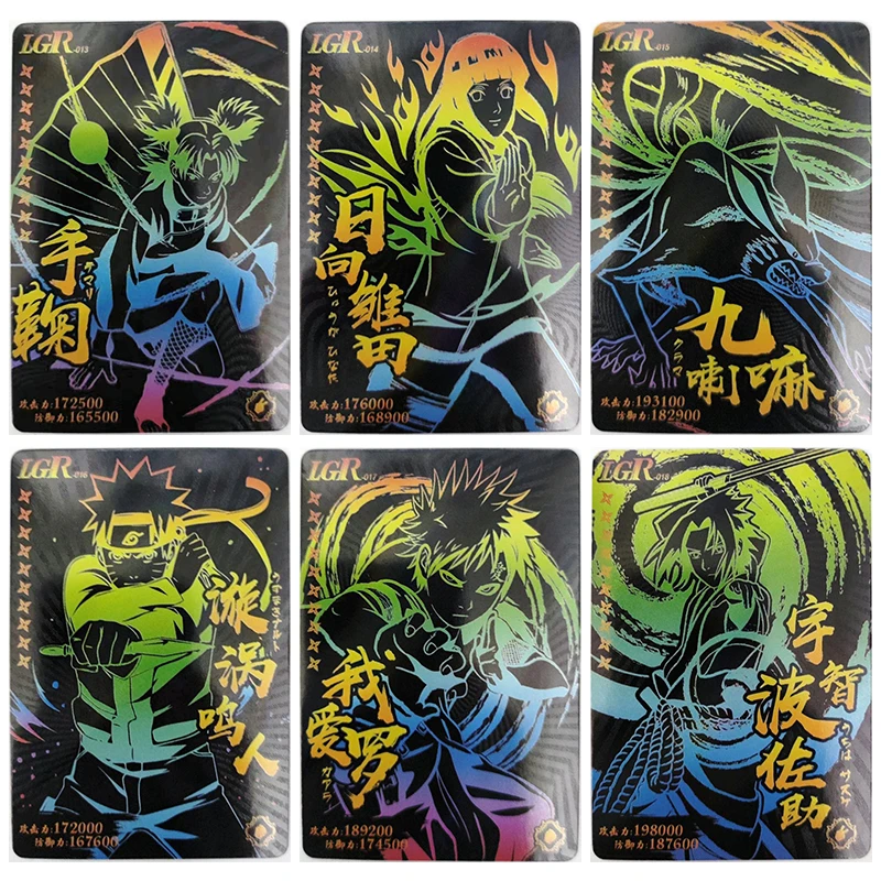 

Anime NARUTO Rare LGR Refractive Flash Cards Temari Hyuga Hinata Kurama Gaara Toys for boys Collectible Cards Birthday Gift