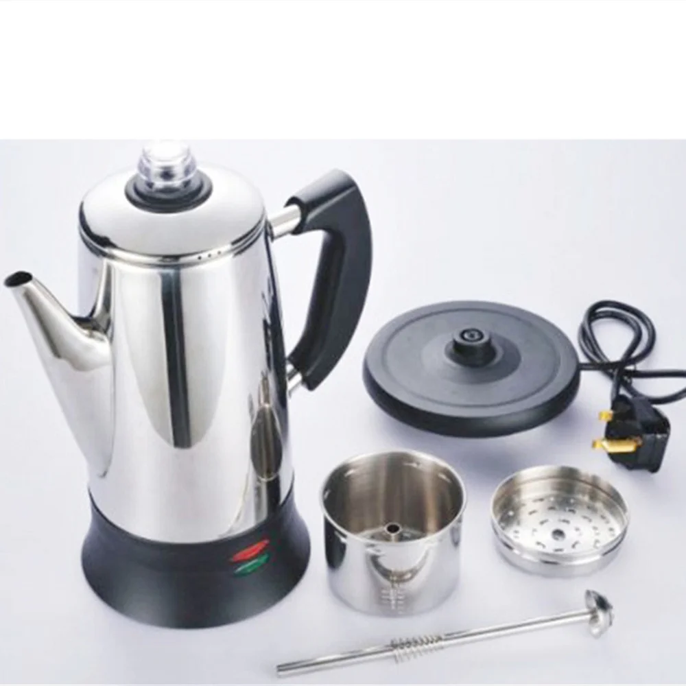 SENSEMAKE 전기 퍼콜레이터 커피 메이커, 스테인리스 스틸, 퀵 브루, 빈티지 스파우트, 12 컵, 110V, 220V