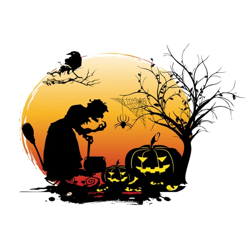 

Removable Halloween Window Wall Stickers Pumpkin & Witch Silhouette Wall Decal