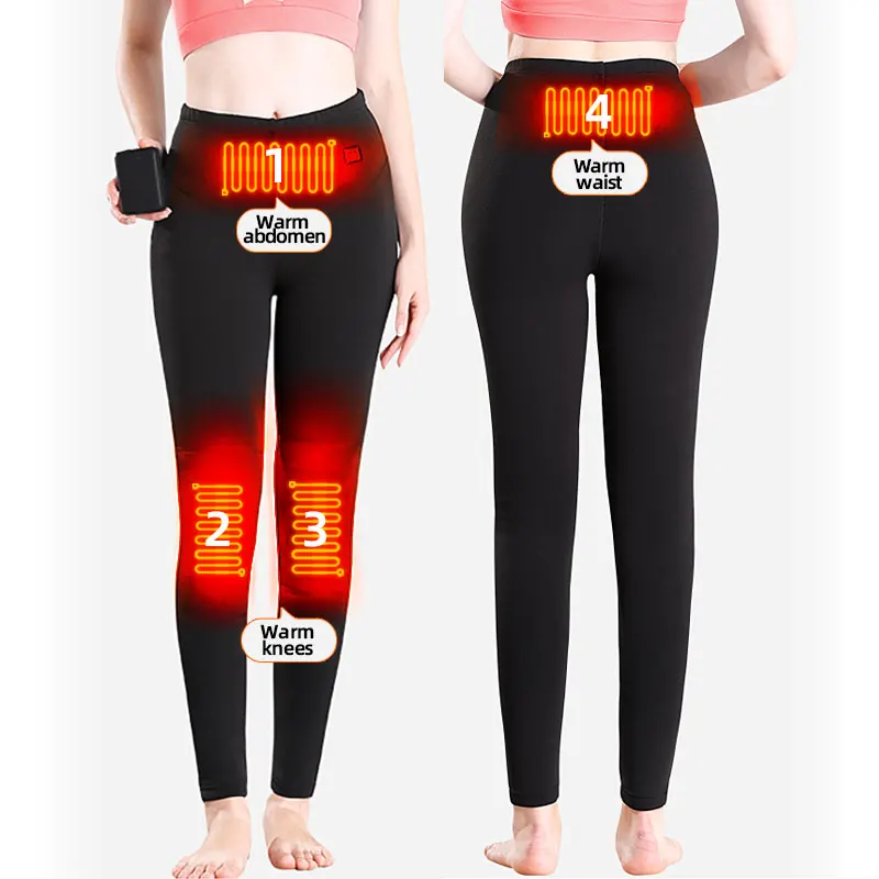 Winter Heated Pants Men Usb Electric Pants Heating Women Plus Velvet Rechargeable Thermal Heating Trousers Warm Clothes Skiing 2