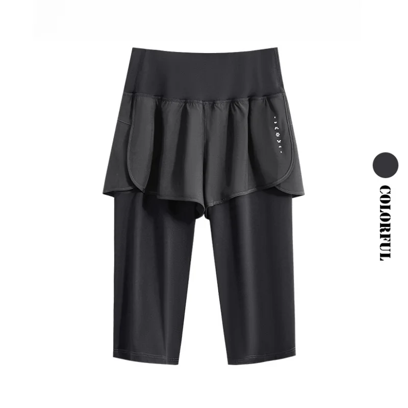 الركبة طول اليوغا السراويل الصيف 2 في 1 رياضة الجري السراويل النساء عالية الخصر تجريب طماق ملابس اليوغا اللياقة البدنية جديد