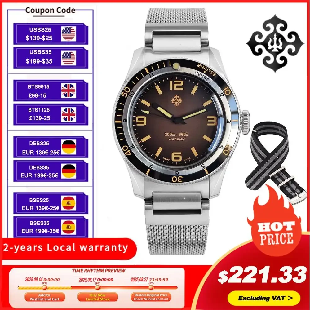 IXdao-男性用レトロダイビングウォッチ,自動機械式,ダイビング