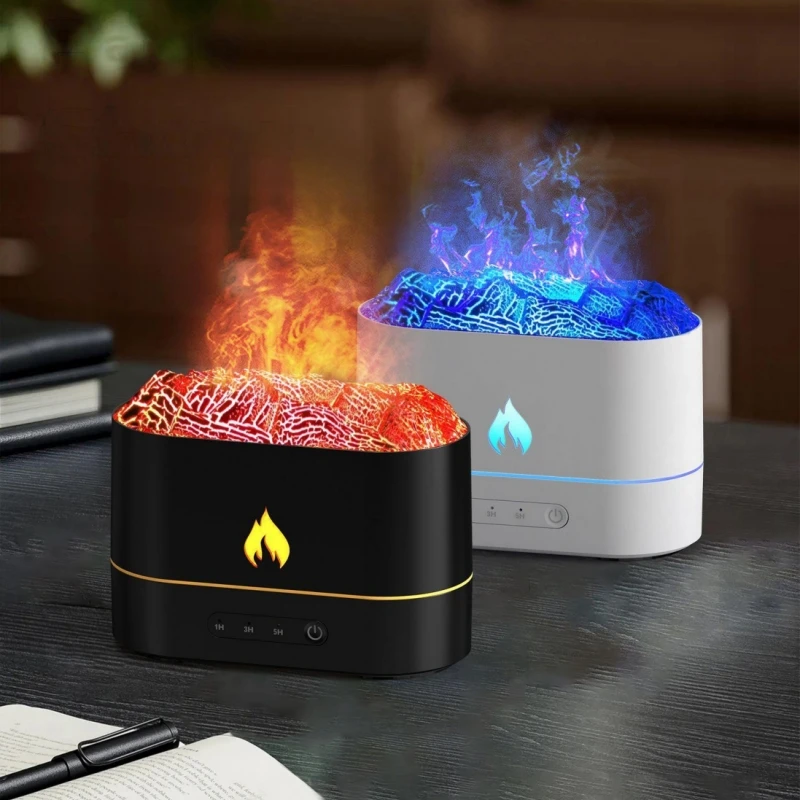 250ml Lava Volcanic Aroma Oil Diffuser with Colorful Flame Lamp