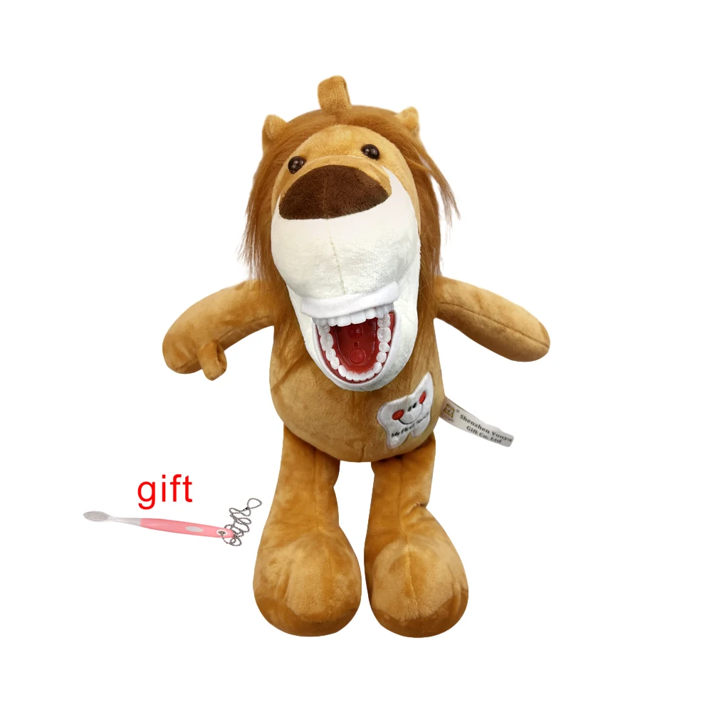 치아 모델 치과 봉제 장난감, 귀여운 호랑이 사자 기린 동물 인형, 어린이 치아 칫솔질 교육 모델, 치과 클리닉 장식