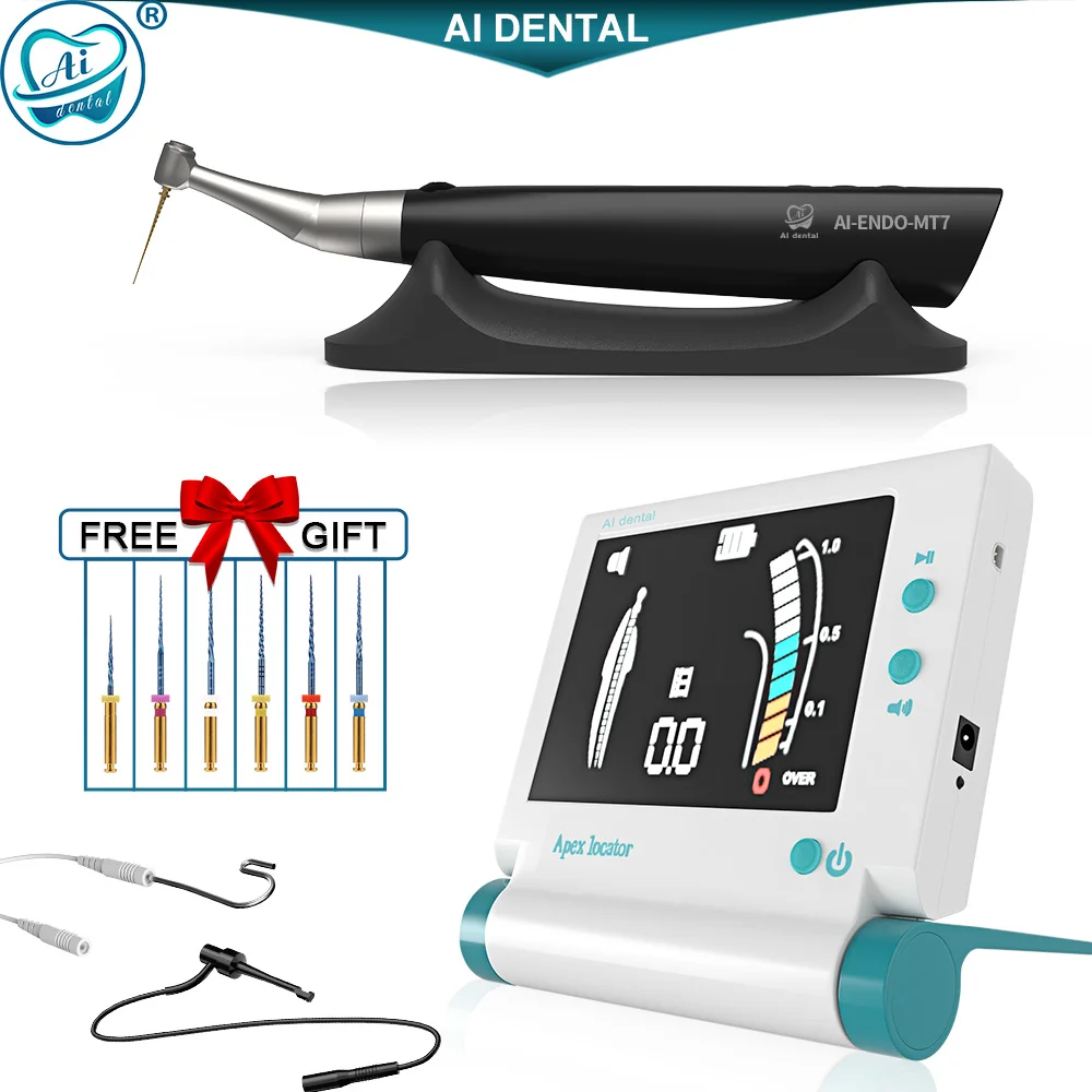 

AI Dental Endodontic Tools 16:1 Contra Angle Wireless Endo Motor Portable Apex Locator Root Canal Instrument Whole Set