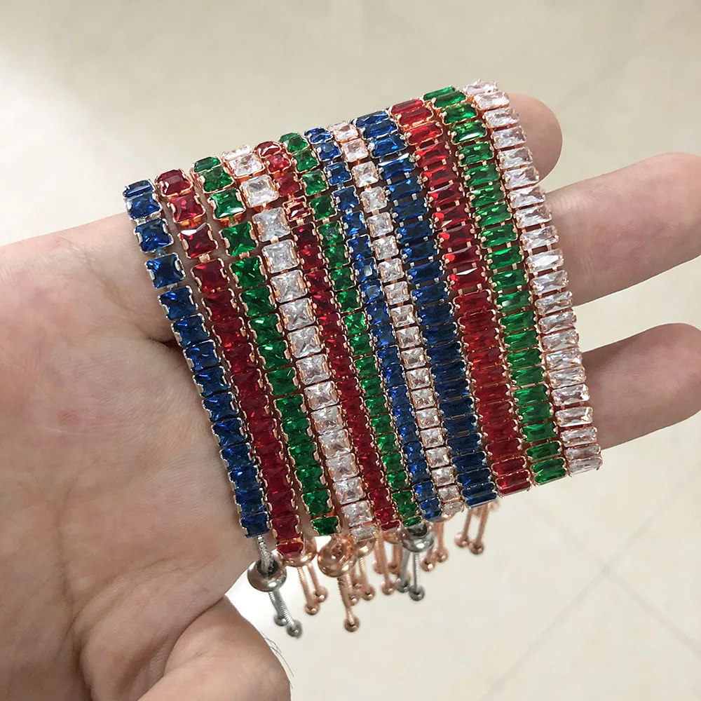 Cubic Zirconia Tennis Bracelets For Women Various Size Colors Bangles Jewellry Party Gift Wholesale Hippie Jewelry DZH007 DZH046