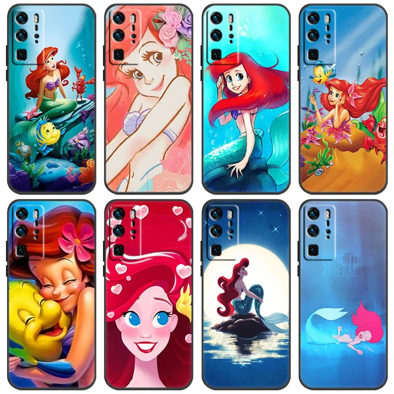 The Little Mermaid Princess Case Per Huawei P Smart Z S 2021 2020 2019 2018 P50 P40 P30 P20 Pro P10 P9 P8 Lite 2017 5G Nero
