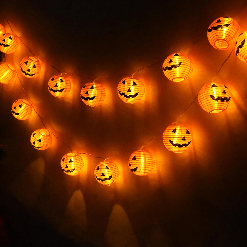 

Halloween 3D 10Leds Pumpkin String Light Glowing Orange Pumpkin Lanterns Lights Garland for Indoor Outdoor Halloween Party Decor