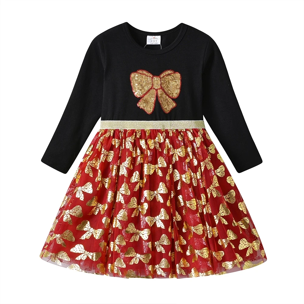 DXTON Girls Birthday Dress Kids New Year Party Princess Dresses Girls Autumn Winter Gift Costumes Children Clothing 3-12 Years