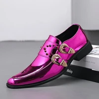 Luxury Brand Men's Pointed Leather Shoes High-end Pink Banquet Dress Shoes Men's Conference Business Shoes Designer's New