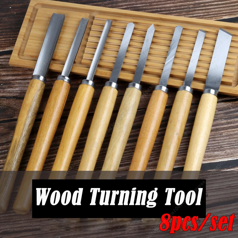 8Pcs/set Wood Carving Knife Lathe Chisel Set Turning Tools Woodworking Gouge Skew Parting Spear New Carpenter Tools 2024