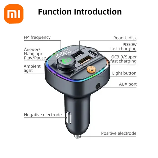 Car FM Transmitter Bluetooth with Fast Charging Adapter 6