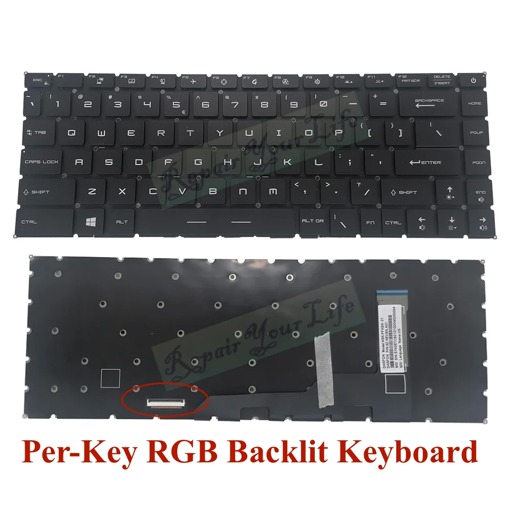 Russo Espanhol Por-chave Rgb Teclado Retroiluminado para Msi Gs66 Stealth 10sfs 10sgs Gp66 ms 1542 Teclado para Jogos Retroiluminação Colorida us