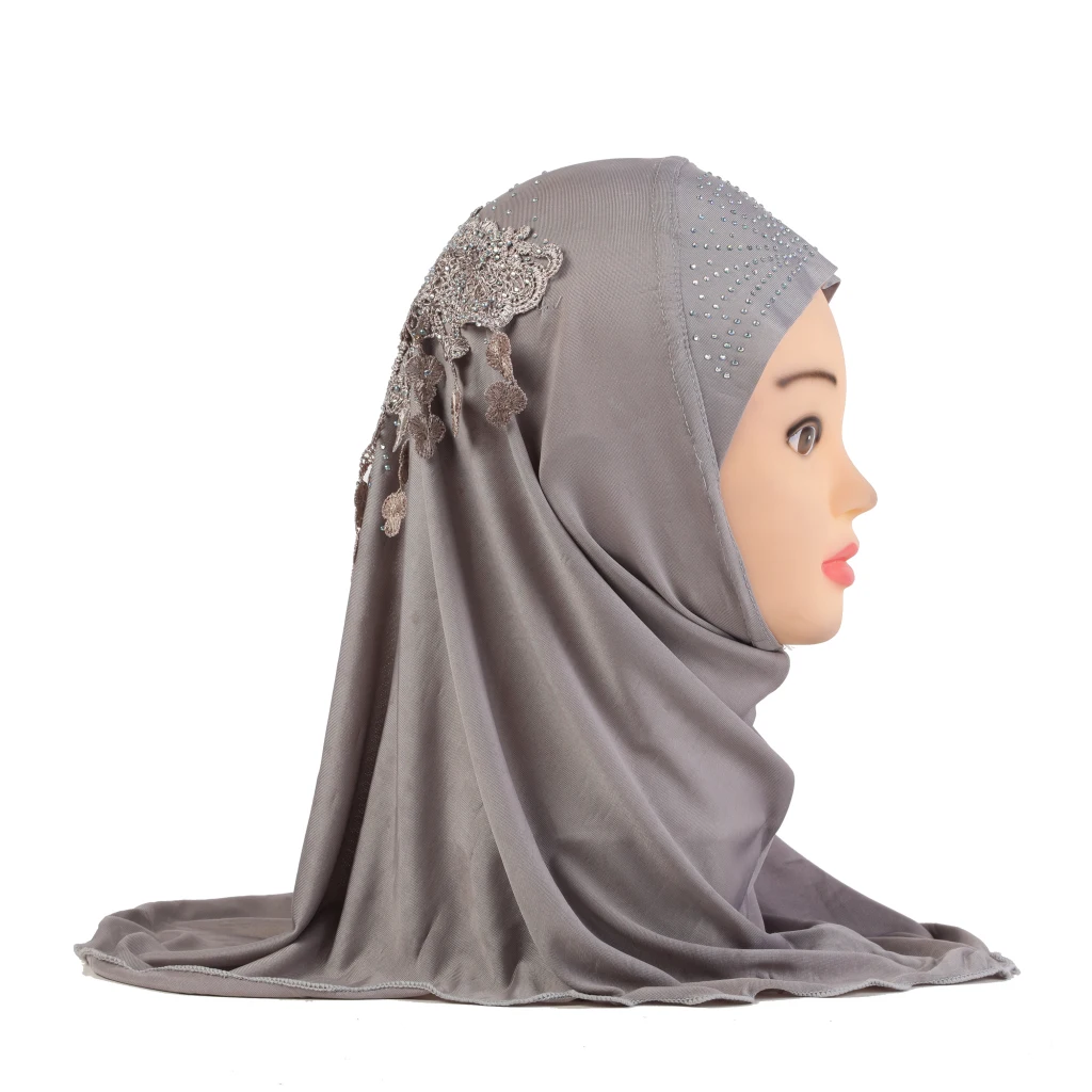 Hijab Lace Back Fit 2-5 Years Old Kids Pull On islamic scarf head wrap lace scarf children scarf muslim hijab