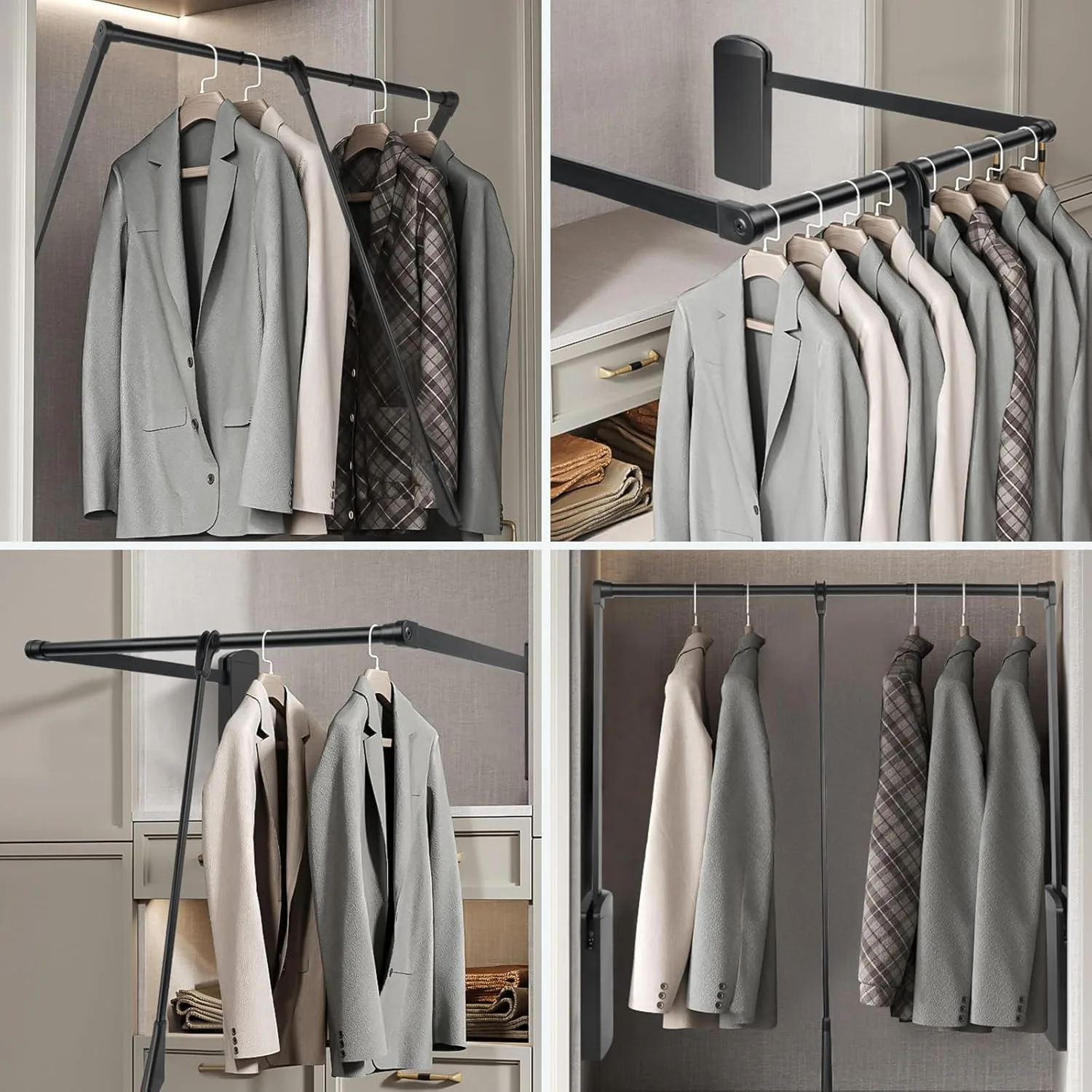 옷장 풀다운 행거 조절식 리프트 로드 수납 공간 절약 옷장 수납 옷걸이