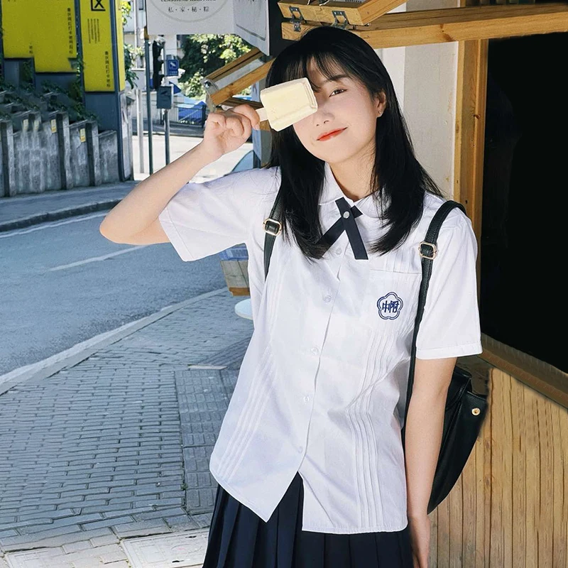 

Chinese Korean Student Sailor Suit Pleated Skirt Short Preppy Style Graduation Season Seifuku Girl JK Uniform School Uniforms