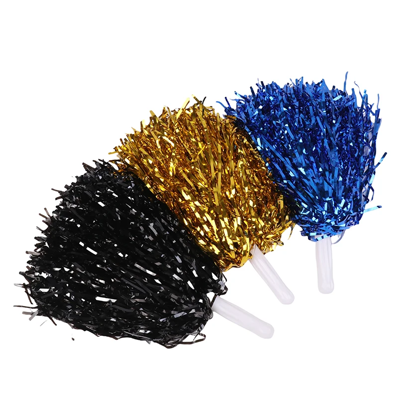 2Pcs Double Hole Finger Ring/ Handle Style Cheerleading Pom Poms Cheer Balls For Hand Dance Women Girl Kids Pompoms Accessories