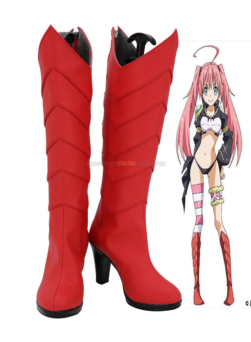 

Milim Nava Shoes Cosplay Tensei Shitara Slime Datta Ken Milim Nava Cosplay Boot High Heel Shoes Red Custom Made for Unisex