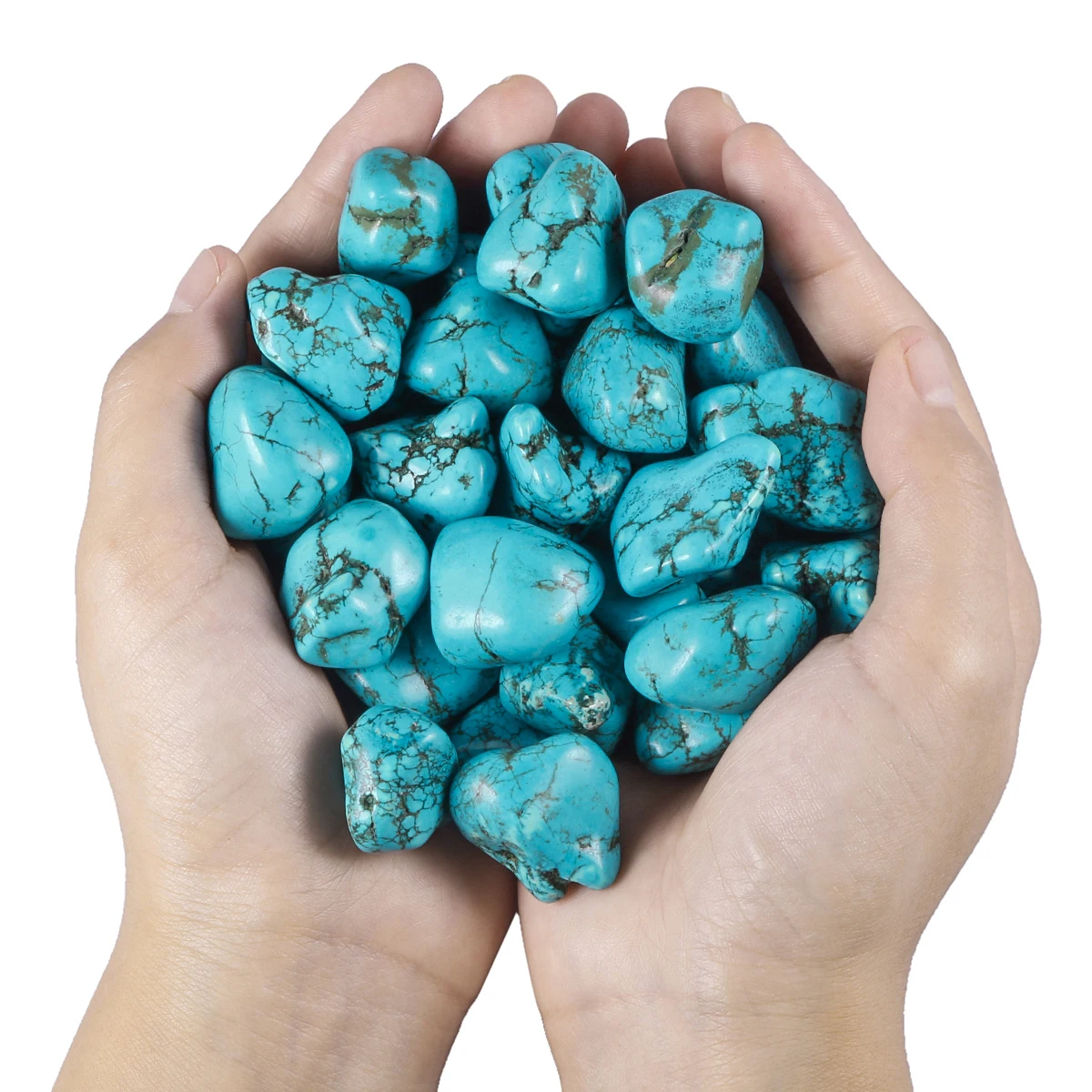 0.5lb Green Howlite Turquoise Tumbled Stones For Jewelry Making Home Decor, Irregular Reiki Wicca Stone For Chakra Balancing