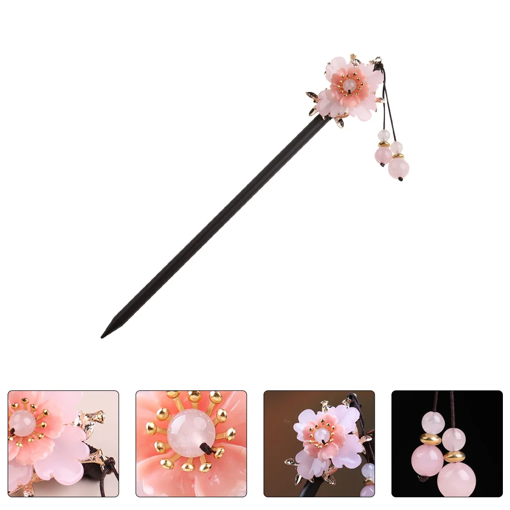 

Peach Blossom Wooden Hair Clasp Barrettes Chopstick Retro Clip Cherry Blossoms Folk-custom Hairpin Accessory Antiquing Women's