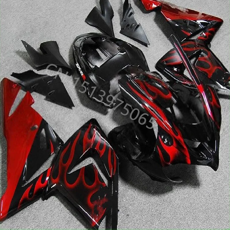 

Высококачественный обтекатель для KAWASAKI NINJA ZX10R 04-05 ZX 10 R 2004 2005 ZX-10R 04 05 комплекты обтекателей с черным красным пламенем