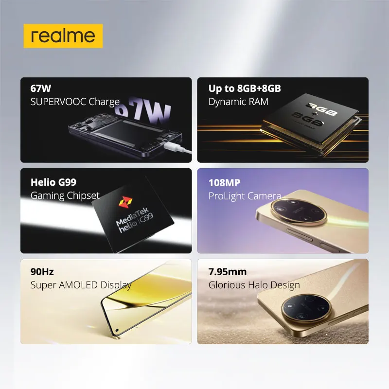 Realme 블랙 지지대 NFC 구글 플레이 OTA 108MP 카메라, 러시아 버전, AMOLED 디스플레이, 67W Supervooc HelioG99, 11, 4G, 8GB, 256GB, 6.4 인치