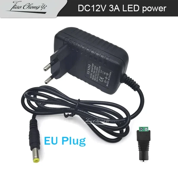 LED 전원 컨버터 어댑터 공급 장치, LED 스트립용 조명 변압기 충전기, DC 12V 3A, 36W, EU 미국 영국 AU 플러그, AC 100-240V-12V