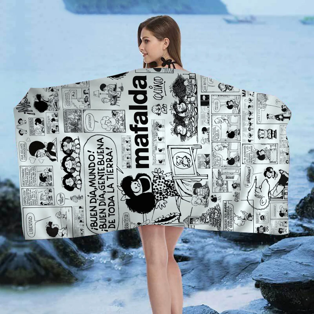 Mafalda Girl Bath Towel Microfiber Soft Water Absorbing Breathable For Girl Kids Decorative Cartoon Beach Towel 2