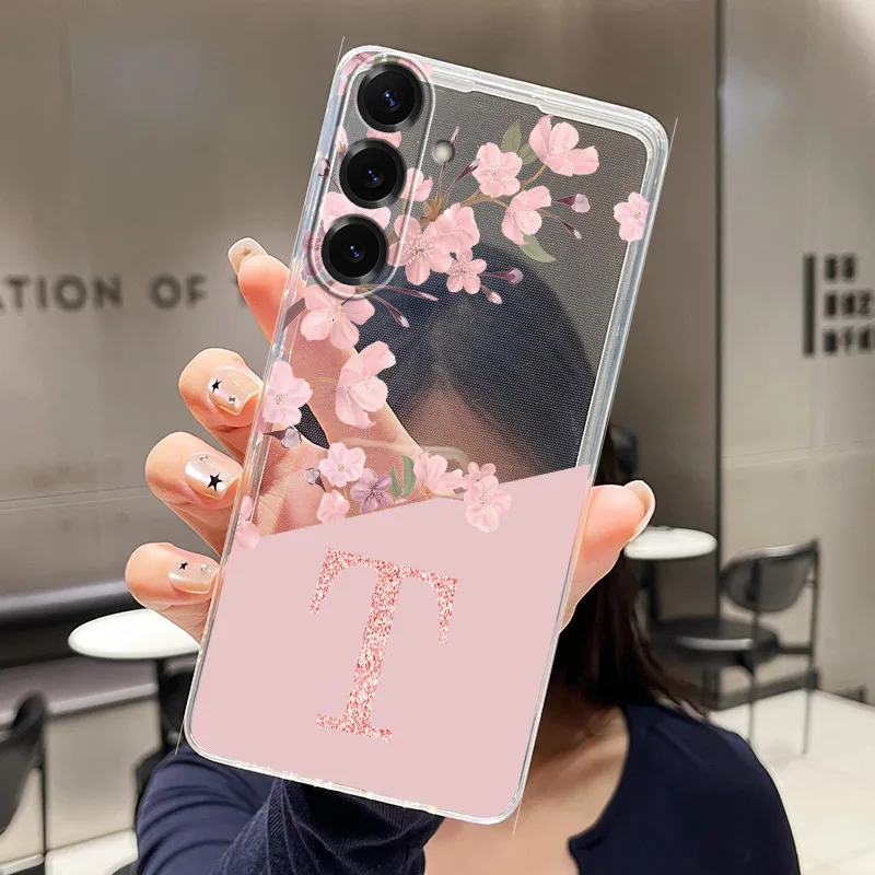 Pretty Flower Letter Pattern Transparent Silicone Phone Case - Soft Back Cover