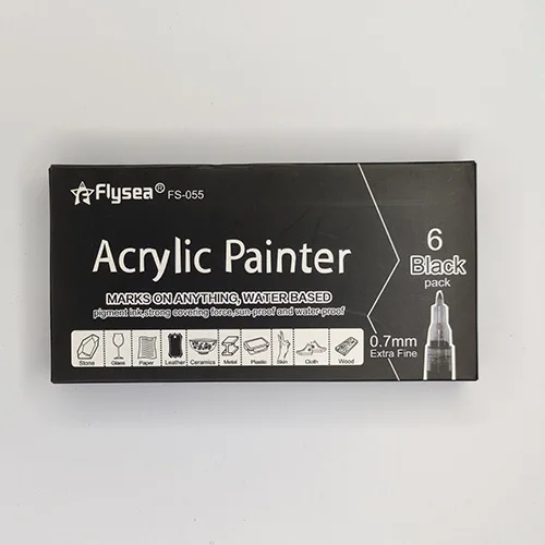ARTEZA Set di 2 pennarelli acrilici bianchi e neri 3 in 1 multi-linea