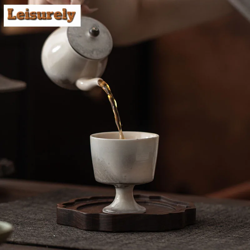 100ml Ink Painting High Foot Teacup Boutique Tea Bowl Cup For Tea Tea-tasting Smelling Cup Chazhan Master Cups Drinkware Craft