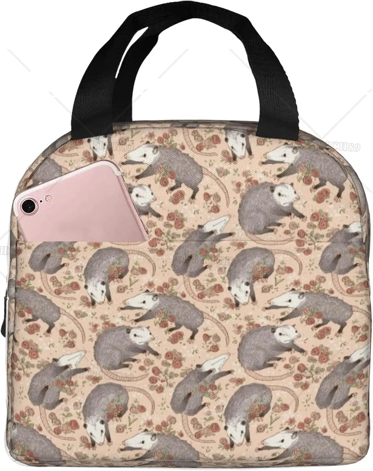 

Befuddled Possums Art Lunch Bag for Work Office Outdoor Picnic Waterproof Polyester Lunch Tote Bag - To Keep Food Hot/Cold