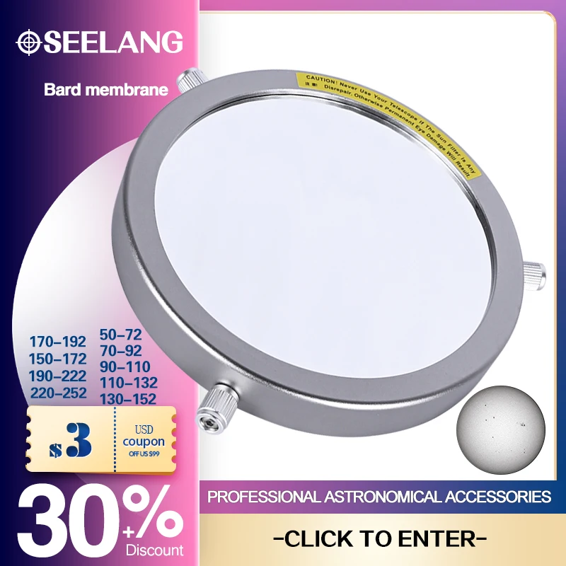 

Fixed diameter 50mm to 225mm Aluminum alloy Solar Filter Sun Film Membrane 5.0Lens Astro astronomical Telescope Bard Film Baade