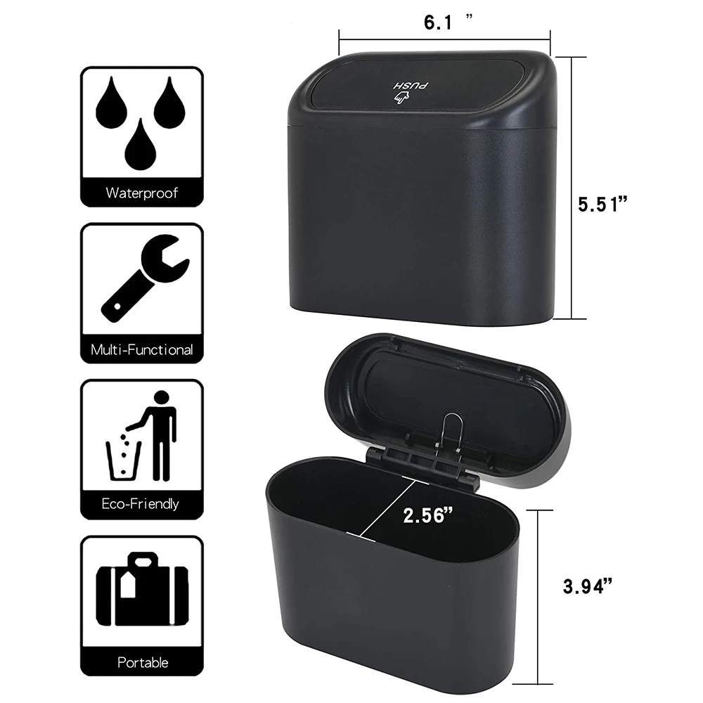Car Trash Can Portable Hanging Mini Wastebasket with Lid for Car Office Home Auto Storage Bin Accessories
