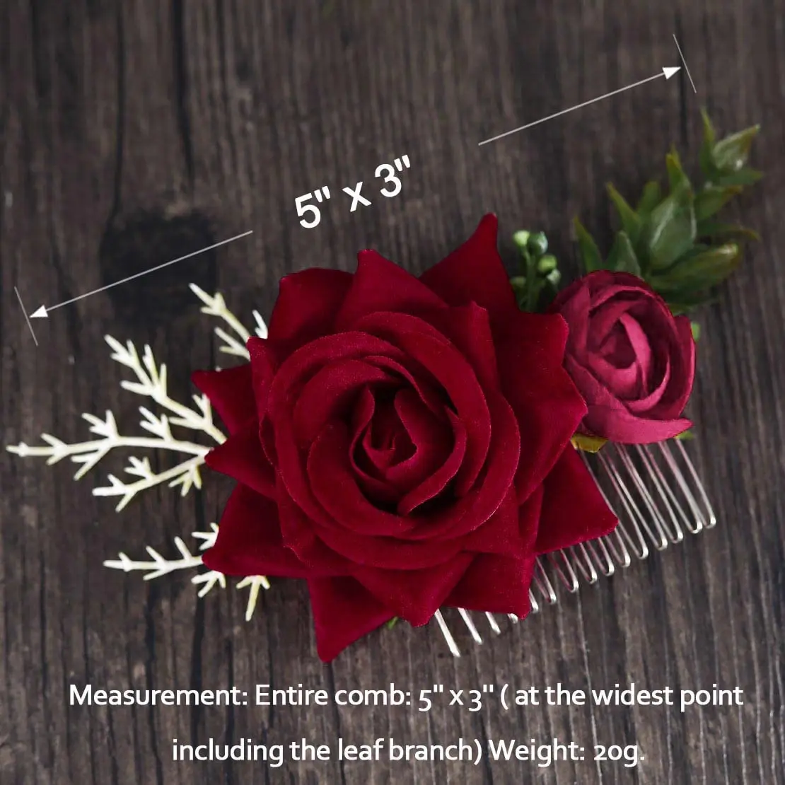 Handmade Velvet Rose Hair Comb Wedding Party Hair Accessory Bride Hairpiece artificial flower Rose Hairpin for Prom Banquet Even