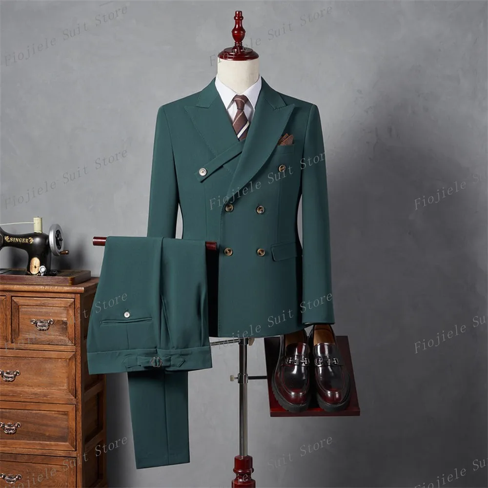 

Green Men Business Suit Groomsman Groom Formal Occasion Tuxedos Wedding Party Prom New 2 Piece Set Jacket Pants