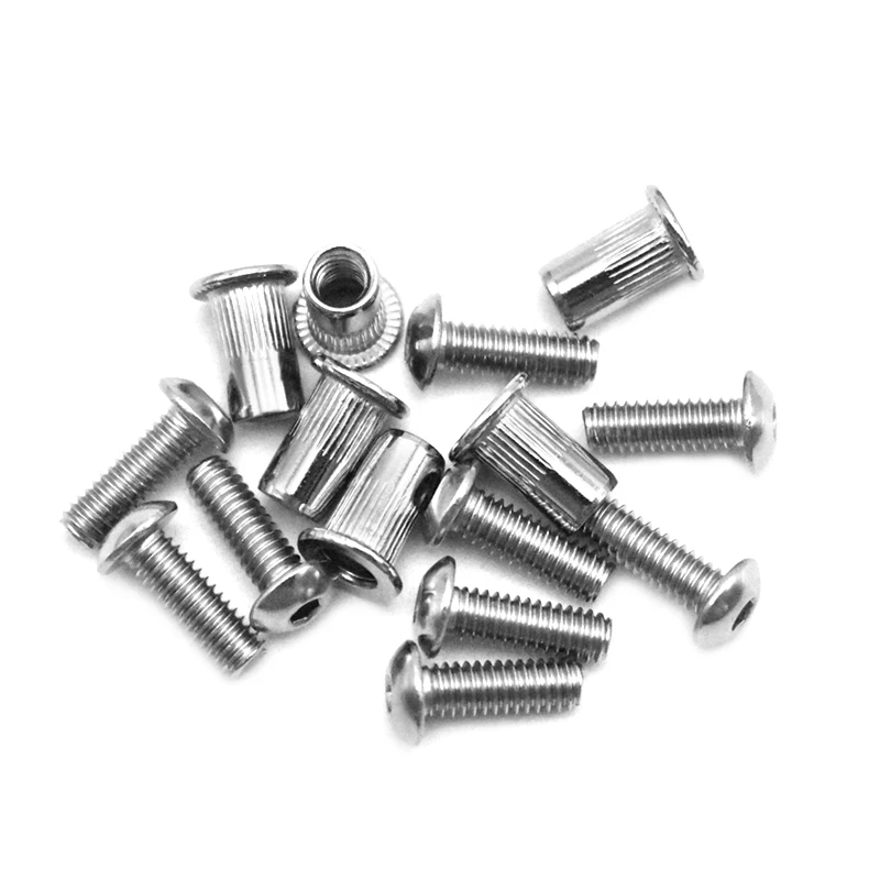 Pop Rivet Nuts Kit, Flat Head Rivnuts with 304 Stainless Steel Bolts & Screws-Assortment Kit 8-32, 10-24, 1/4-20, 5/16-18