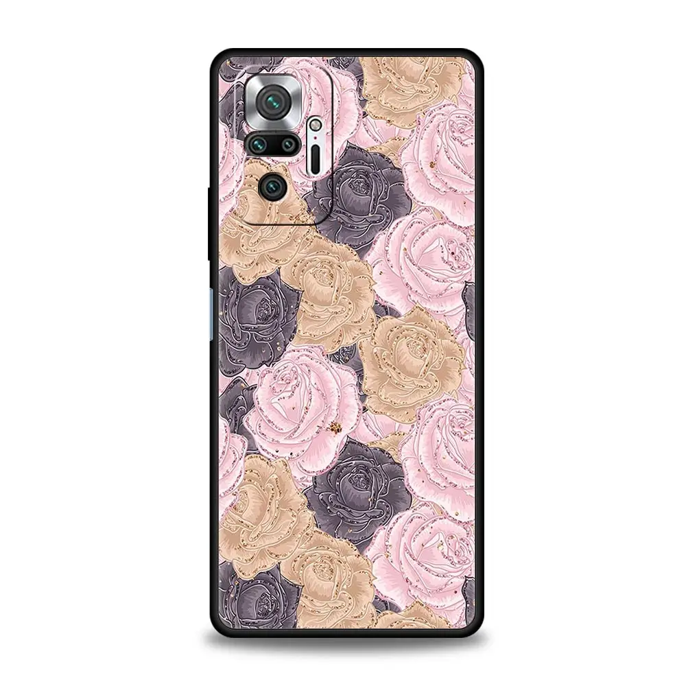 Gold Rose Love Heart Soft TPU Phone Case