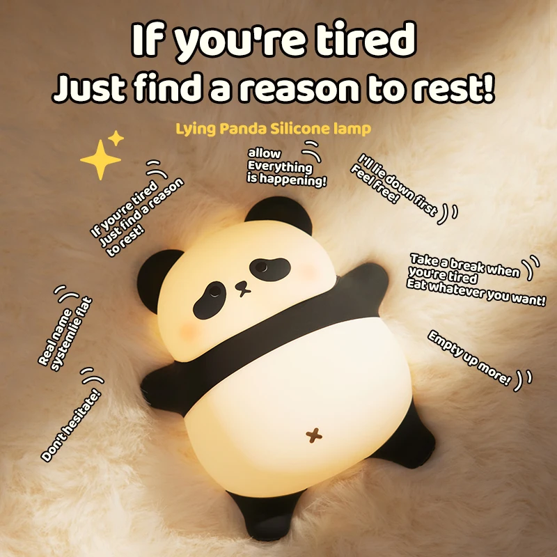 Bedside Led Table Lamp Toddler Kids Bedroom Night Light Squishy Cute Panda USB Rechargeable Mood Light Cool Gifts Nursery Decor 4