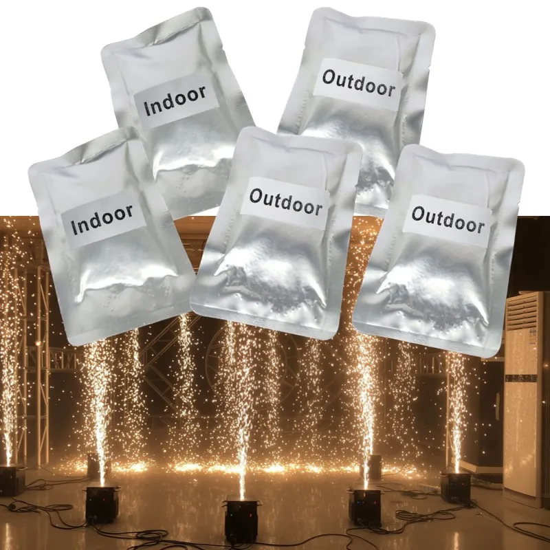 5 bolsas de polvo Ti 100 g/bolsa máquina de chispa fría efecto de escenario Dmx Sparkler fuegos artificiales MSDS Dj fiesta boda Bar interior al aire libre