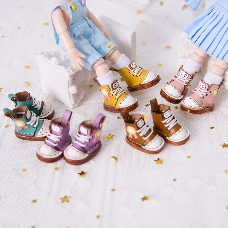OB11 Doll Shoes 1/12 Split Cowhide Shoes Ball Shoes Handmade Cowhide Shoes GSG body9 YMY Mini Doll Toy Shoes