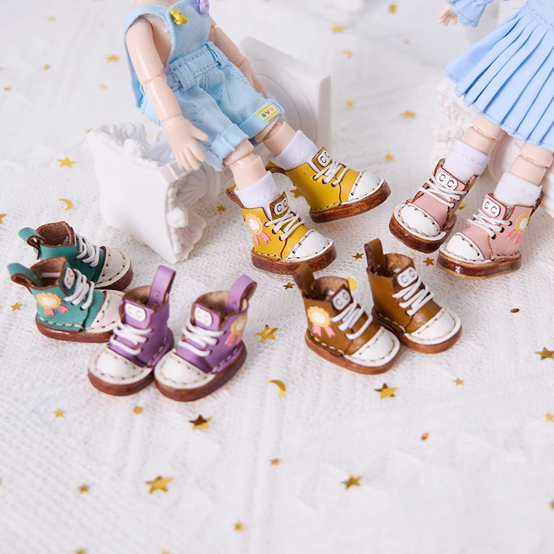

OB11 Doll Shoes 1/12 Split Cowhide Shoes Ball Shoes Handmade Cowhide Shoes GSG body9 YMY Mini Doll Toy Shoes